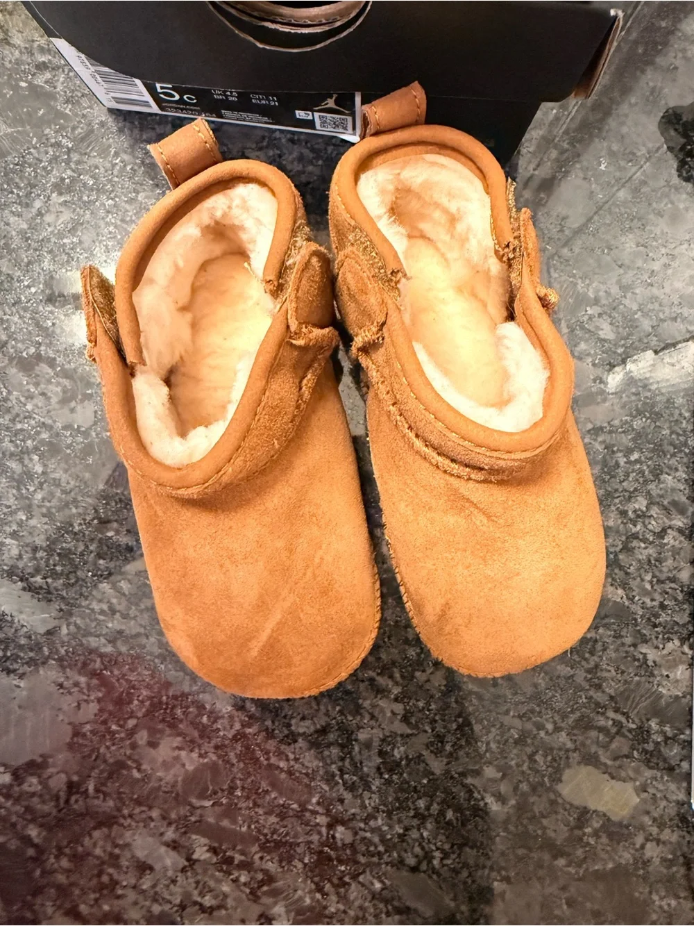 UGG Kids Chestnut Suede Faux-Shearling Slip-On Booties